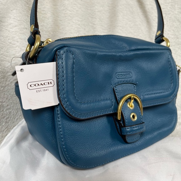 COACH F25150 Campbell Royal Blue Smooth Leather Small Camera Bag Crossbody NWT - Picture 2 of 9